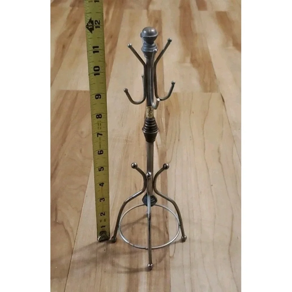 Vintage Silver Tone Metal Jewelry Tree Holder Coat Rack 12
